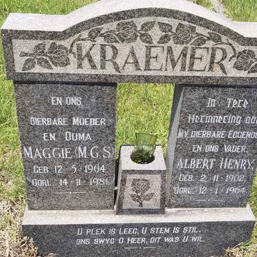 KRAEMER Albert Henry 1902-1964 &amp; Maggie M.G.S. 1904-1981