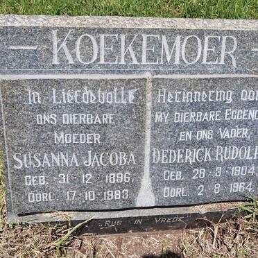 KOEKEMOER Dederick Rudolph 1904-1964 &amp; Susanna Jacoba 1896-1983