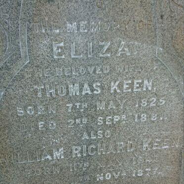 KEEN Eliza 1825-1881 :: KEEN William Richard 1846-1877