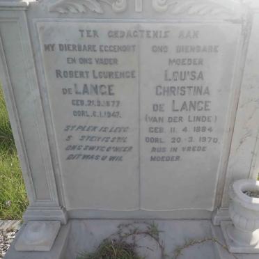 LANGE Robert Lourence, de 1877-1947 &amp; Louisa Christina VAN DER LINDE 1884-1970