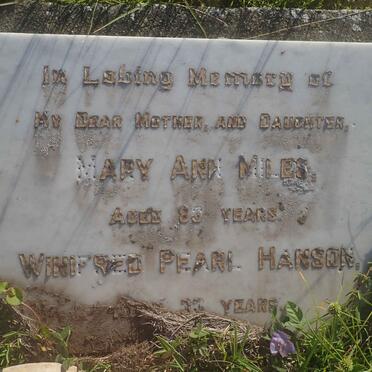 MILES Mary Ann :: HANSON Winifred Pearl