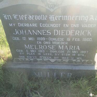 MULLER Johannes Diederick 1899-1960 &amp; Melrose Maria 1913-1997