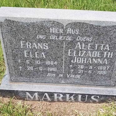 MARKUS Frans Elea 1884-1961 & Aletta Elizabeth Johanna 1897-1991