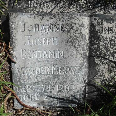 MERWE Johannes Joseph Benjamin, van der 1903-19??