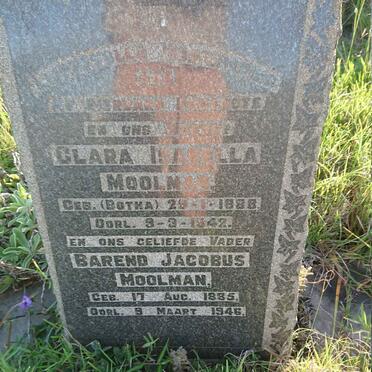 MOOLMAN Barend Jacobus 1885-1946 &amp; Clara Isabella BOTHA 1888-1942