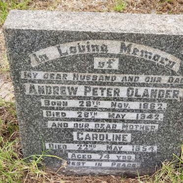 OLANDER Andrew Peter 1862-1942 & Caroline -1954