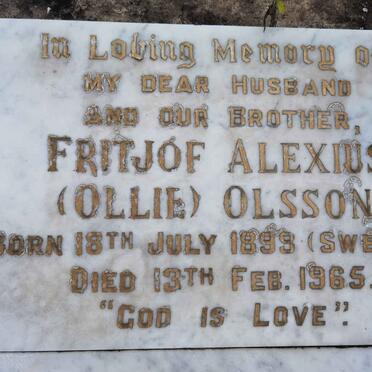 OLSSON Fritjof Alexius 1898-1965