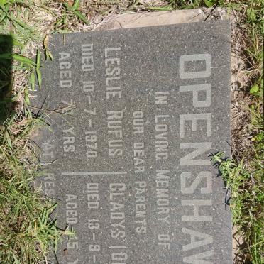 OPENSHAW Leslie Rufus -1970 &amp; Gladys OLLIS -1943