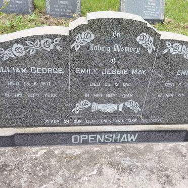 OPENSHAW William George -1971 &amp; Emily Jessie May -1951 :: OPENSHAW Emily -1926