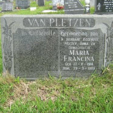 PLETZEN Maria Francina, van 1914-1989