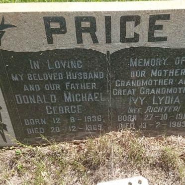 PRICE Donald Michael George 1936-1969 &amp; Ivy Lydia RICHTER 1911-1989