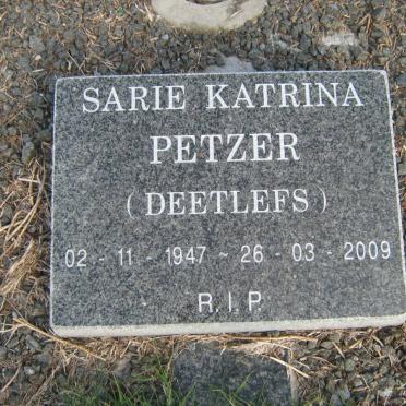 PETZER Sarie Katrina nee DEETLEFS 1947-2009