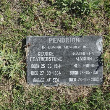 PENDRICH George Featherstone 1914-1964 &amp; Kathleen Marion PRIOR 1911-2002