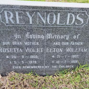 REYNOLDS Elton William 1902-1958 & Rosetta Violet 1900-1979