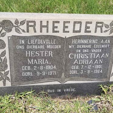 RHEEDER Christiaan Adriaan 1901-1964 &amp; Hester Maria 1904-1971