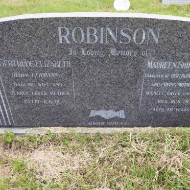 ROBINSON Gertrude Elizabeth nee LEHMANN 1913-1978 :: KING Maureen Shirly nee ROBINSON -1978