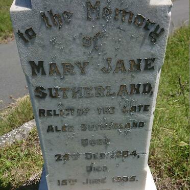 SUTHERLAND Mary Jane 1864-1935