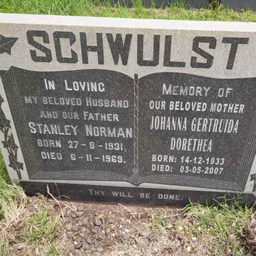 SCHWULST Stanley Norman 1931-1969 &amp; Johanna Gertruida Dorethea 1933-2007