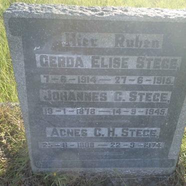 STEGE Johannes C. 1878-1945 &amp; Agnes C.H. 1888-1974 :: STEGE Gerda Elise 1914-1915