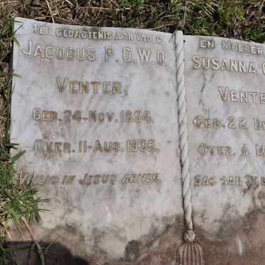 VENTER Jacobus P.G.W.D. 1854-1935 &amp; Susanna C.M.E. 1862-1939