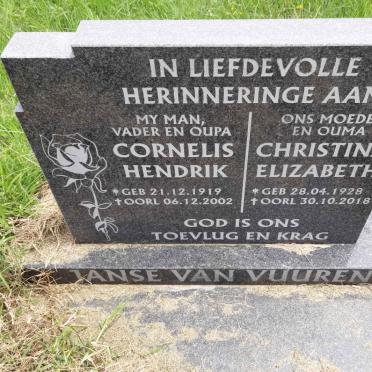 VUUREN Cornelis Hendrik, Janse van 1919-2002 &amp; Christina Elizabeth 1928-2018