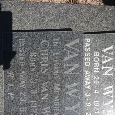 WYK ?, van 1921-2010  :: VAN WYK Chris 1922-1991