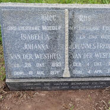 WESTHUIS Johannes Frederick, van der 1888-1957 &amp; Isabella Johanna 1893-1971