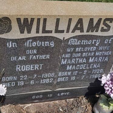 WILLIAMS Robert 1908-1982 &amp; Martha Maria Magdelena 1920-1966