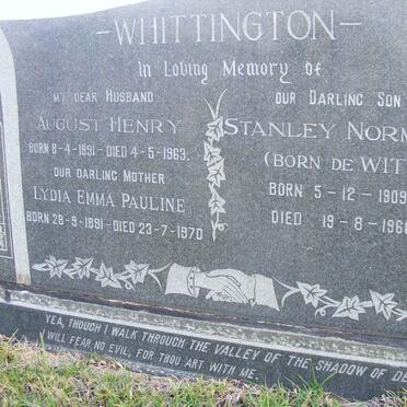 WHITTINGTON August Henry 1891-1963 &amp; Lydia Emma Pauline :: WHITTINGTON Stanley Norman born DE WIT 1909-1960