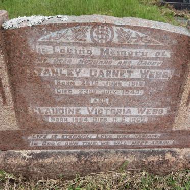 WEBB Stanley Garnet 1918-1943 &amp; Claudine Victoria 1894-1963