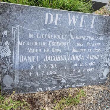 WET Daniel Jacobus, de 1911-1985 &amp; Louisa Aubrey 1912-1993