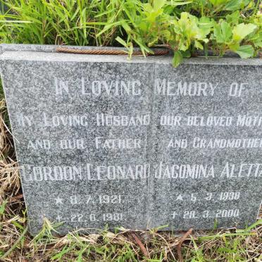 JACOBY Gordon Leonard 1921-1981 &amp; Jacomina Aletta 1938-2000