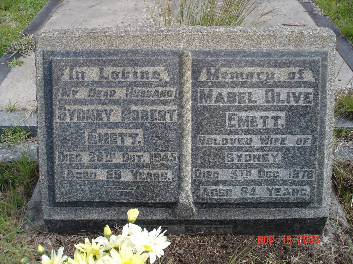 EMETT Sydney Robert -1945 &amp; Mabel Olive -1978