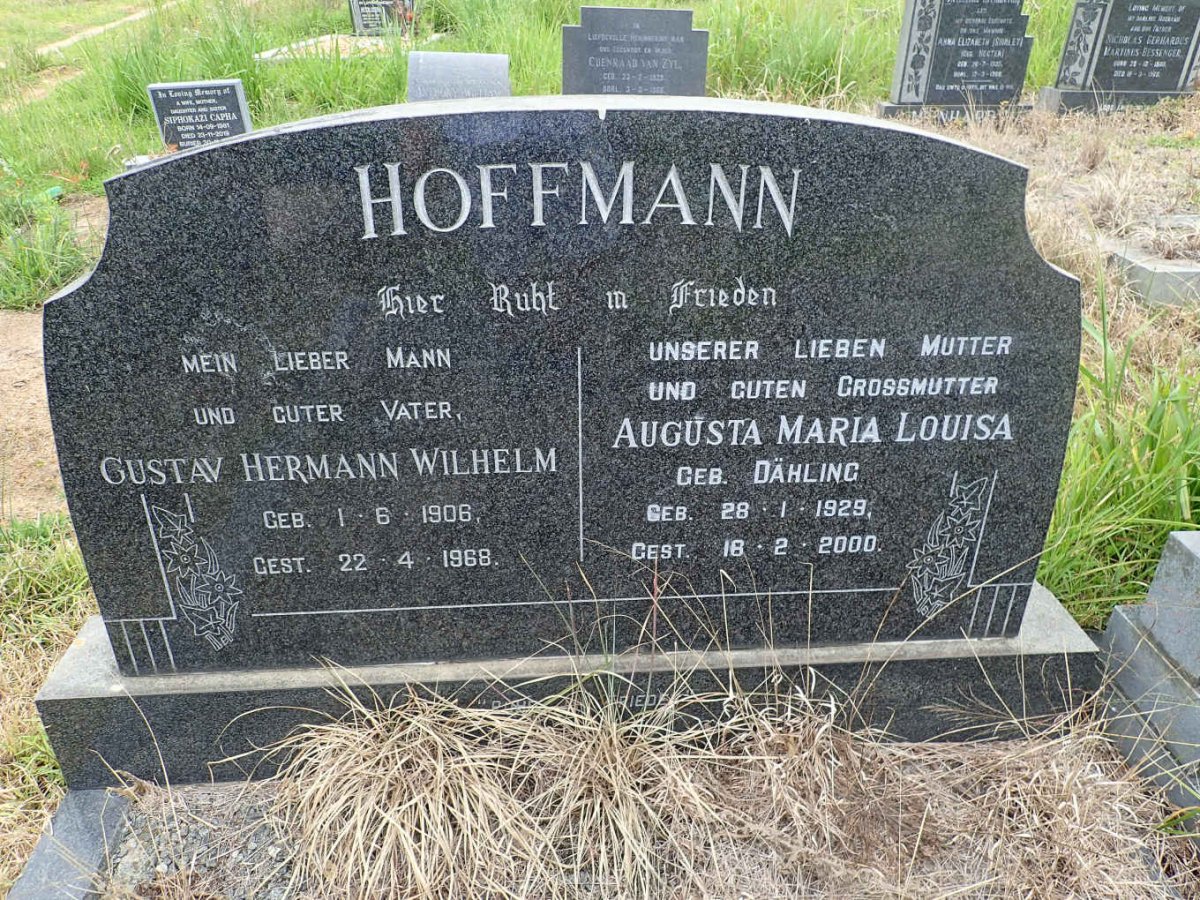 HOFFMANN Gustav Herman Wilhelm 1906-1968 &amp; Augusta Maria Louisa DAHLING 1929-2000