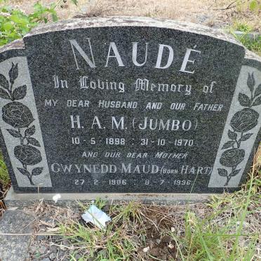 NAUDE H.A.M. 1898-1970 &amp; Gwynedd Maude HART 1906-1996