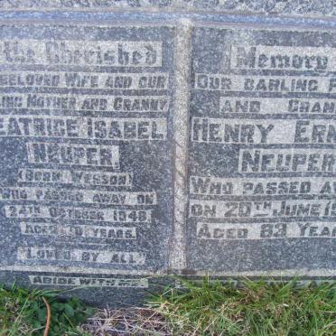 NEUPER Henry Ernest -1959 &amp; Beatrice Isabel WESSON -1948