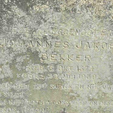 BEKKER Johannes Jacobus 1874-1939