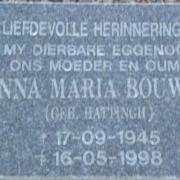 BOUWER Anna Maria HATTINGH 1945-1998