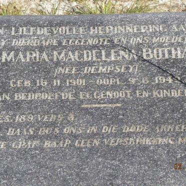BOTHA Maria Magdalena nee DEMPSEY 1901-1942