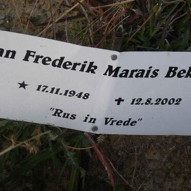 BEKKER Jan Frederik Marais 1948-2002
