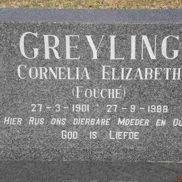 GREYLING Cornelia Elizabeth nee FOUCHE 1901-1988