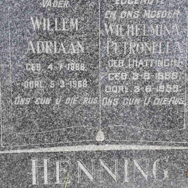 HENNING Willem Adriaan 1888-1958 &amp; Wilhelminia Petronella HATTINGH 1885-1958