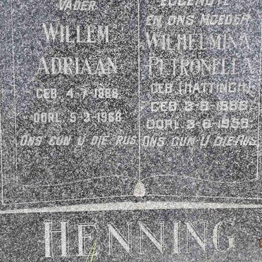 HENNING Willem Adriaan 1888-1958 &amp; Wilhelminia Petronella HATTINGH 1885-1958