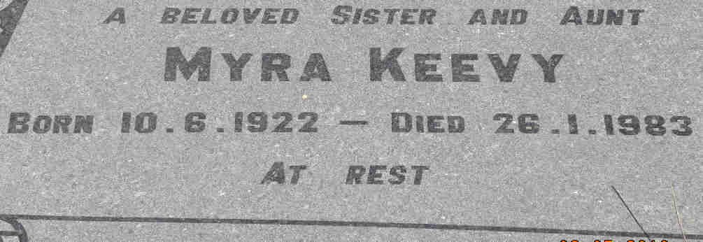 KEEVY Myra 1922-1983