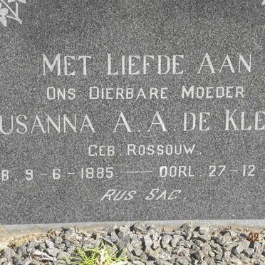 KLERK Susanna A.A., de nee ROSSOUW 1885-1966