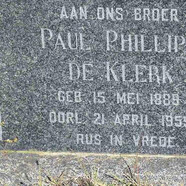 KLERK Paul Phillips., de 1889-1959