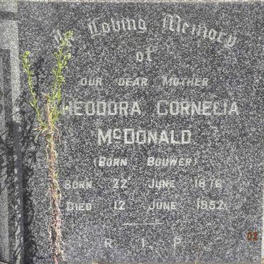 McDONALD Theodora Cornelia nee BOUWER 1876-1952