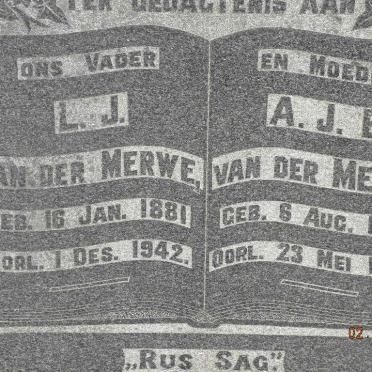 MERWE L.J., van der 1881-1942 &amp; A.J.E. 1884-1948