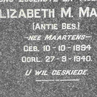 MALAN Elizabeth M nee MAARTENS 1894-1940