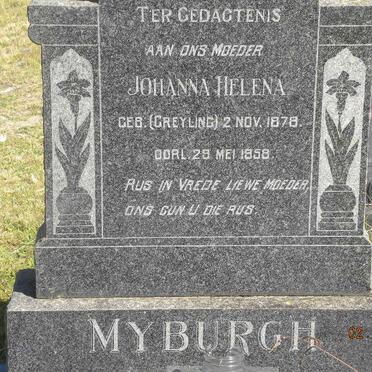 MYBURGH Johanna Helena nee GREYLING 1878-1958